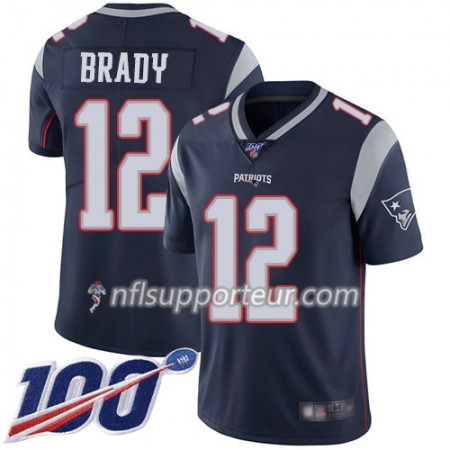 Maillot Homme New England Patriots Tom Brady 12 Nike Navy Bleu 100th